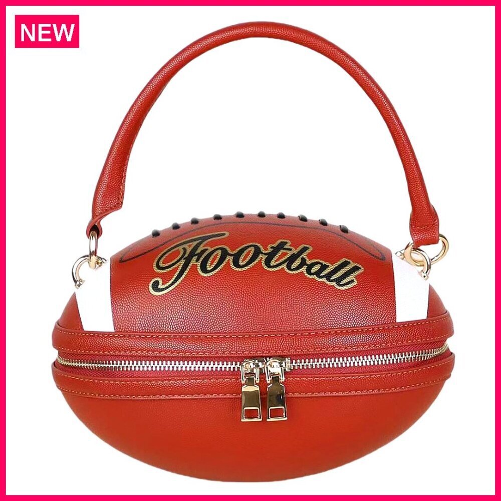 Football Shaped PU Leather Crossbody Shoulder Bag Novelty Purse